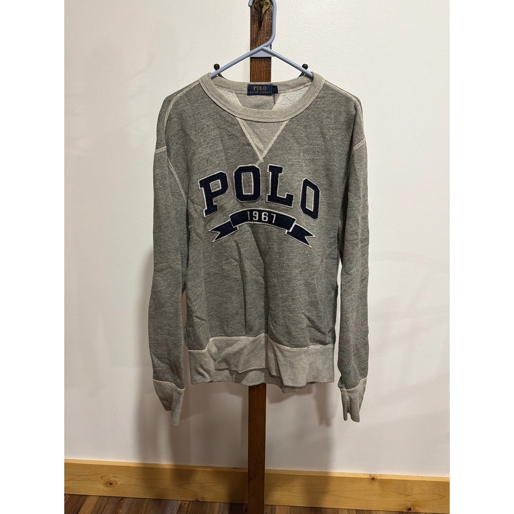 Polo Ralph Lauren Mens Heather Grey 1967 Applique Crewneck Sweatshirt L Heritage
